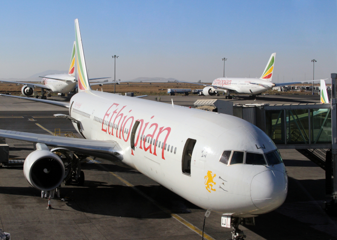 Addis Ababa Airport is the main hub of Ethiopian Airlines.